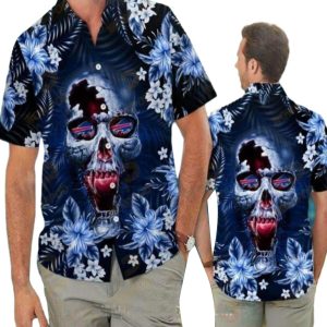 Buffalo Bills Skull And Floral Hawaiian Shirt