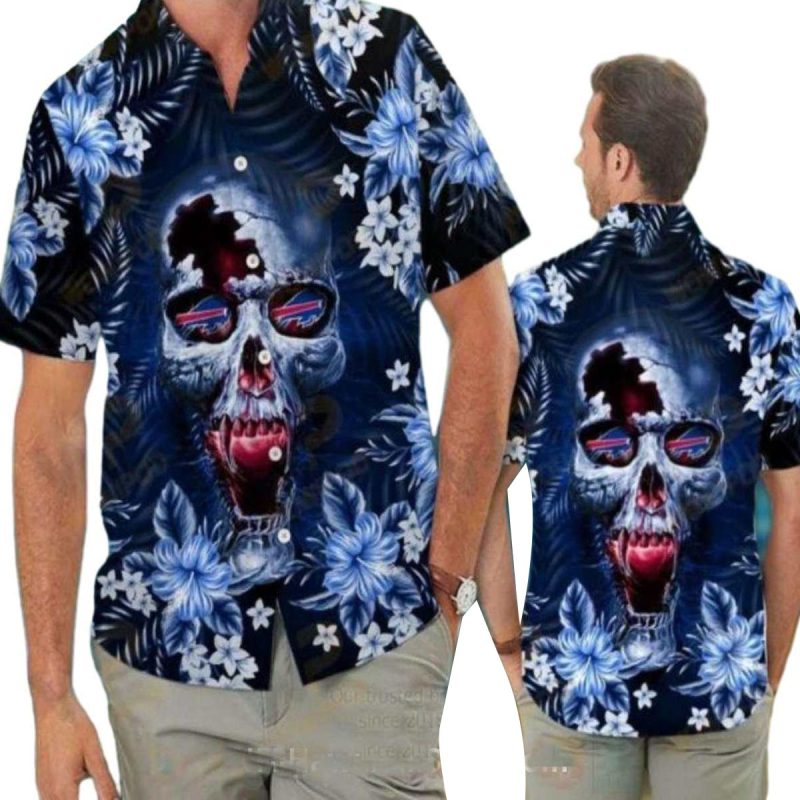 Buffalo Bills Skull And Floral Hawaiian Shirt 1