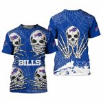 Buffalo Bills Skull And Hand For Halloween Graphic AOP T-Shirt