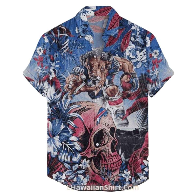 Buffalo Bills Skull And Warrior Design Hawaiian Shirt 1