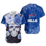 Buffalo Bills Skull Blue Floral Hawaiian Shirt