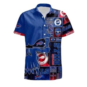 Buffalo Bills Skull Collage Blue Hawaiian Shirt