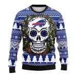 Buffalo Bills Skull Flower Ugly Sweater