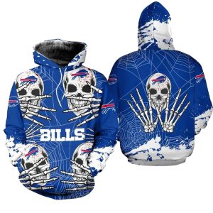 Buffalo Bills Skull For Halloween Graphic AOP Hoodie