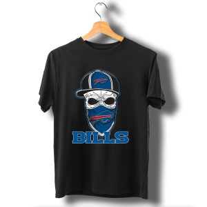 Buffalo Bills Skull Hat Logo Face Covering T-Shirt