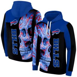 Buffalo Bills Skull Motif Blue Black AOP Hoodie