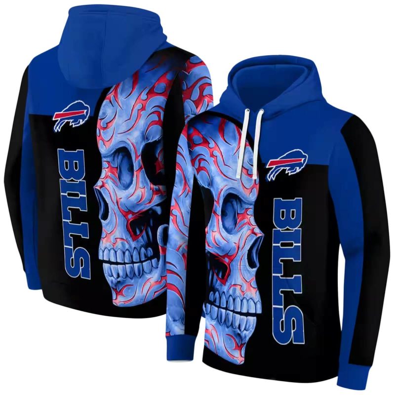 Buffalo Bills Skull Motif Blue Black Aop Hoodie 1
