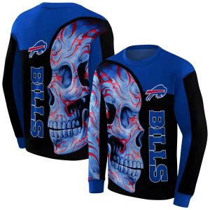 Buffalo Bills Skull Motif Blue Black AOP Sweatshirt