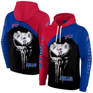 Buffalo Bills Skull Punisher Red Black AOP Hoodie