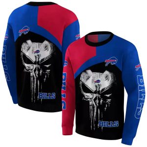 Buffalo Bills Skull Punisher Red Black AOP Sweatshirt