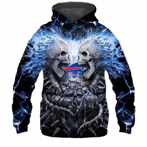 Buffalo Bills Skull Stone Fighting AOP Hoodie