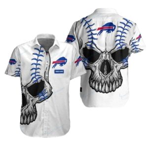 Buffalo Bills Skull Vision White Hawaiian Shirt