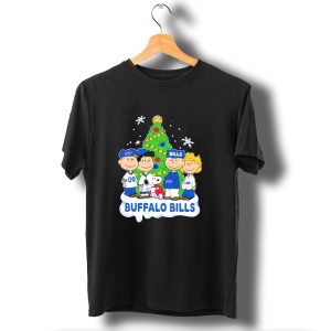 Buffalo Bills Snoopy Christmas Tree Peanuts Characters Holiday Scene T-Shirt