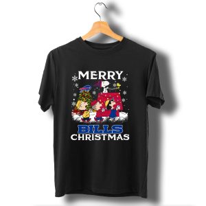 Buffalo Bills Snoopy Merry Christmas With Peanuts Characters And Festive Tree T-Shirt