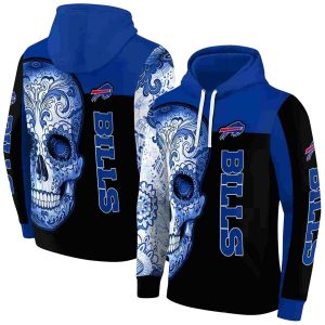 Buffalo Bills Sugar Skull Blue Black AOP Hoodie