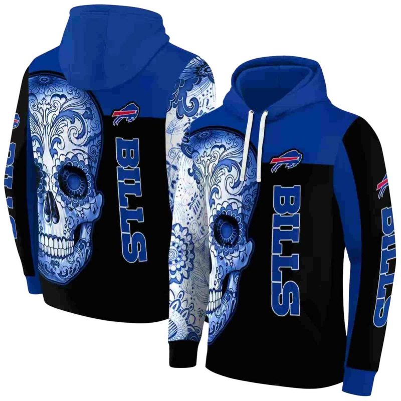 Buffalo Bills Sugar Skull Blue Black Aop Hoodie 1