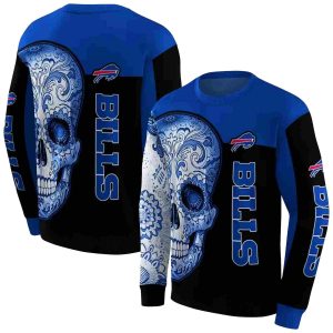 Buffalo Bills Sugar Skull Blue Black AOP Sweatshirt