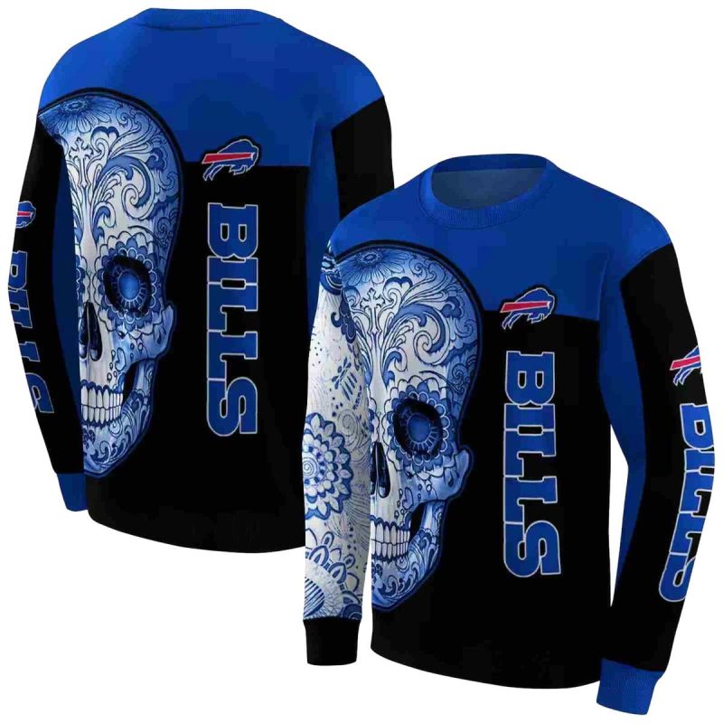 Buffalo Bills Sugar Skull Blue Black Aop Sweatshirt 1