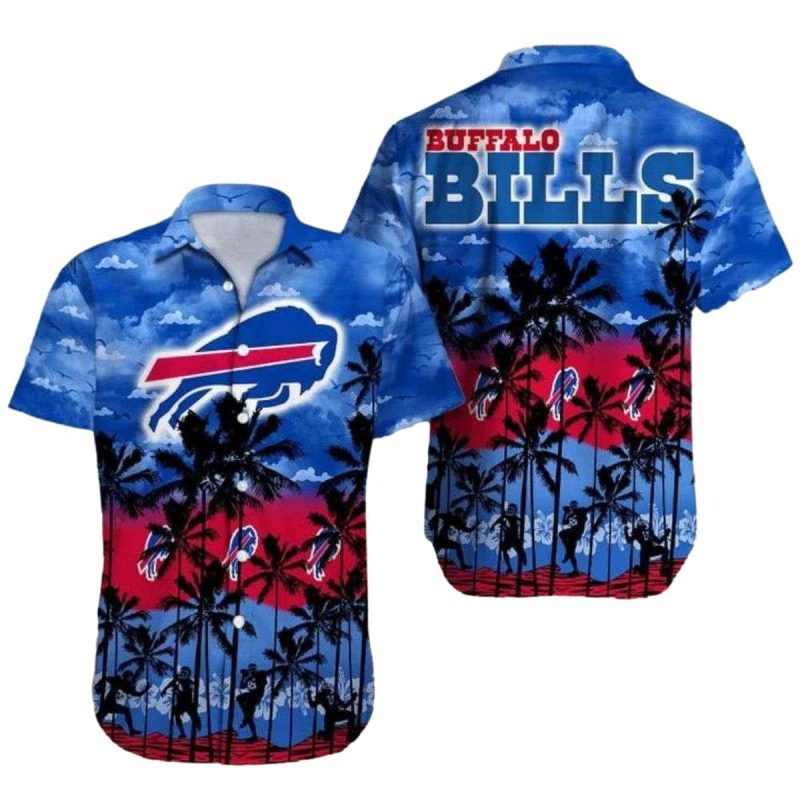 Buffalo Bills Sunset Palms Silhouette Hawaiian Shirt 1