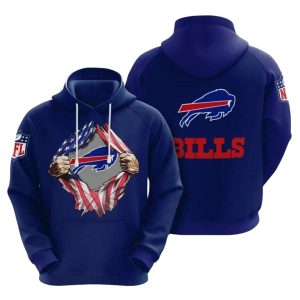 Buffalo Bills Tearing Open Logo Blue AOP Hoodie