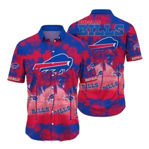 Buffalo Bills Tie Dye Red And Blue Tropical Hawaiian Shirt
