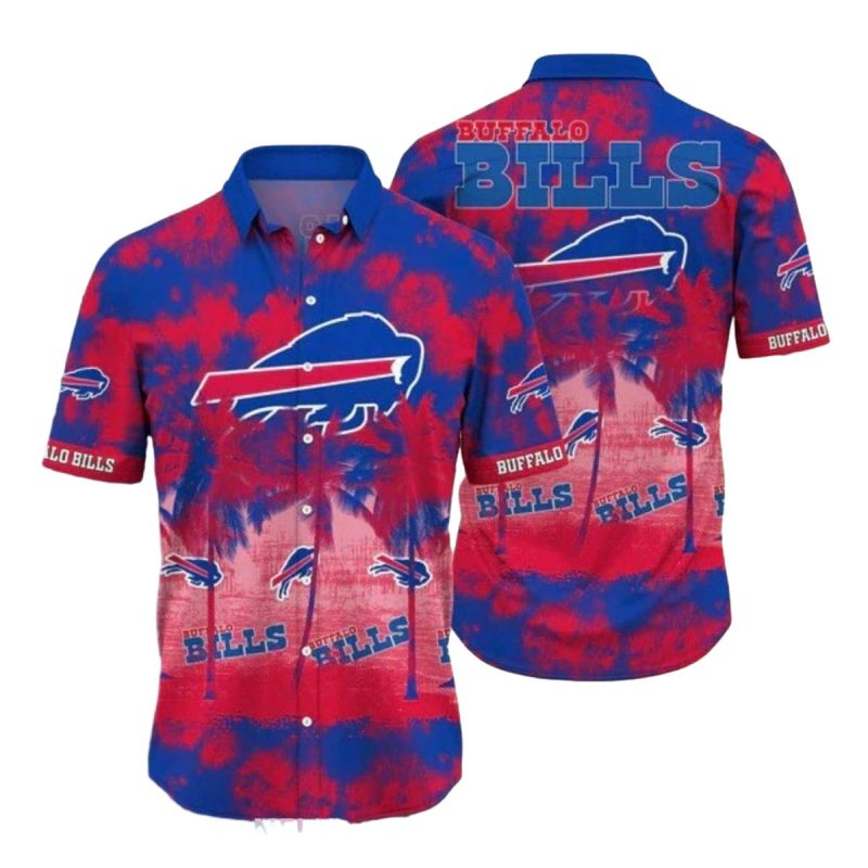 Buffalo Bills Tie Dye Red And Blue Tropical Hawaiian Shirt 1