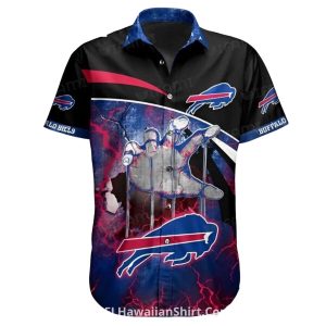 Buffalo Bills Torn Hand And Electric Blue Hawaiian Shirt