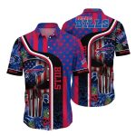 Buffalo Bills Tropical American Flag And Skull Hawaiian Shirt