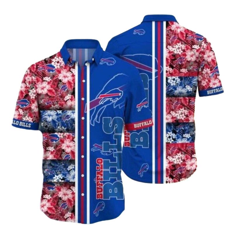 Buffalo Bills Tropical Floral And Line Hawaiian Shirt 1