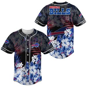 Buffalo Bills Tropical Flower Pattern Baseball Jersey