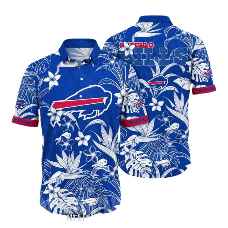 Buffalo Bills Tropical Hibiscus Blue Pattern Hawaiian Shirt 1