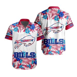 Buffalo Bills White Floral And Red Accents Hawaiian Shirt