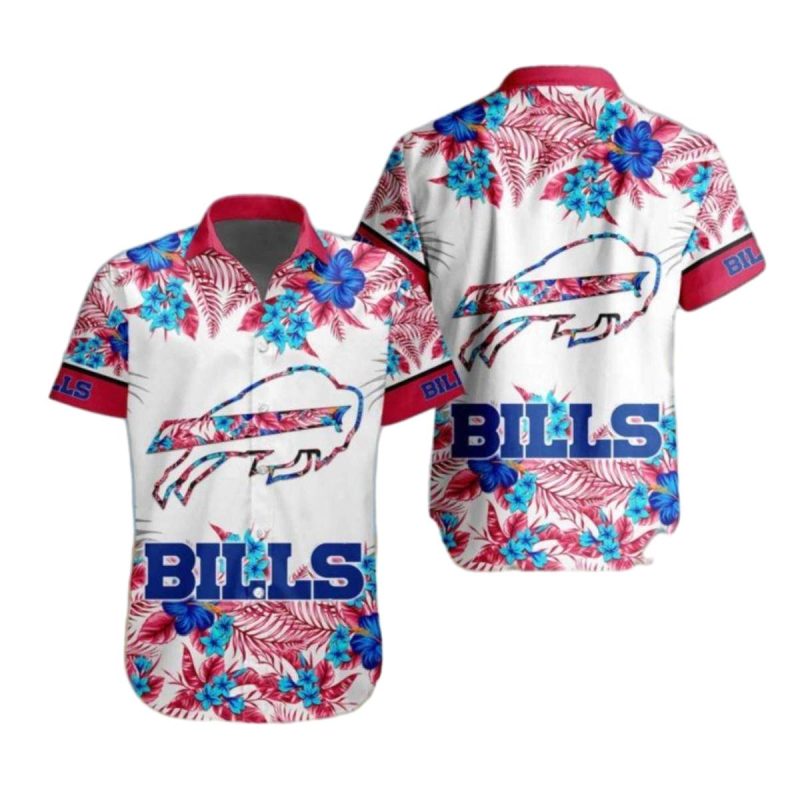 Buffalo Bills White Floral And Red Accents Hawaiian Shirt 1
