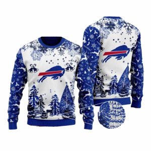 Buffalo Bills Winter Wonderland Ride White And Blue Ugly Sweater