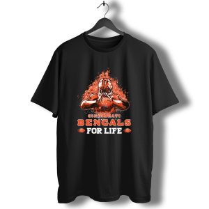 CINCINNATI BENGALS FOR LIFE Football Flame Helmet T-Shirt
