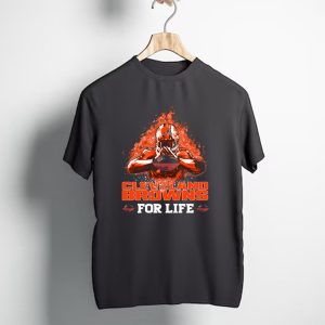 CLEVELAND BROWNS FOR LIFE Football Passion Flame T-Shirt