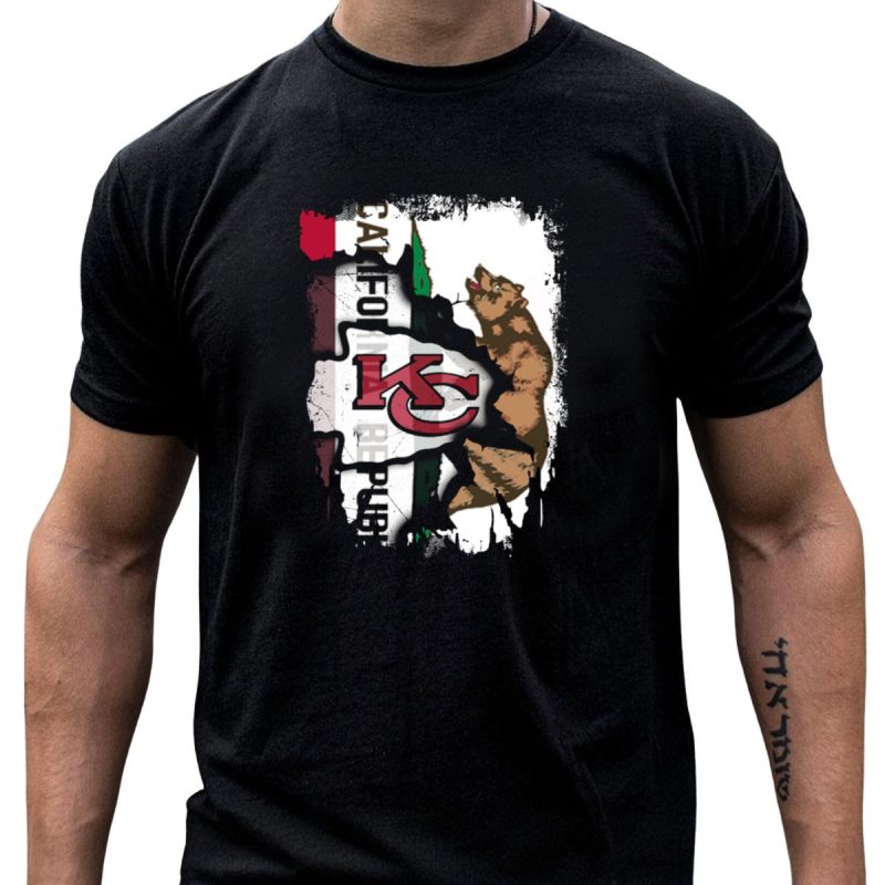 California Republic Bear With Kansas City Chiefs Logo Fusion T Shirt T Shirt 1 1