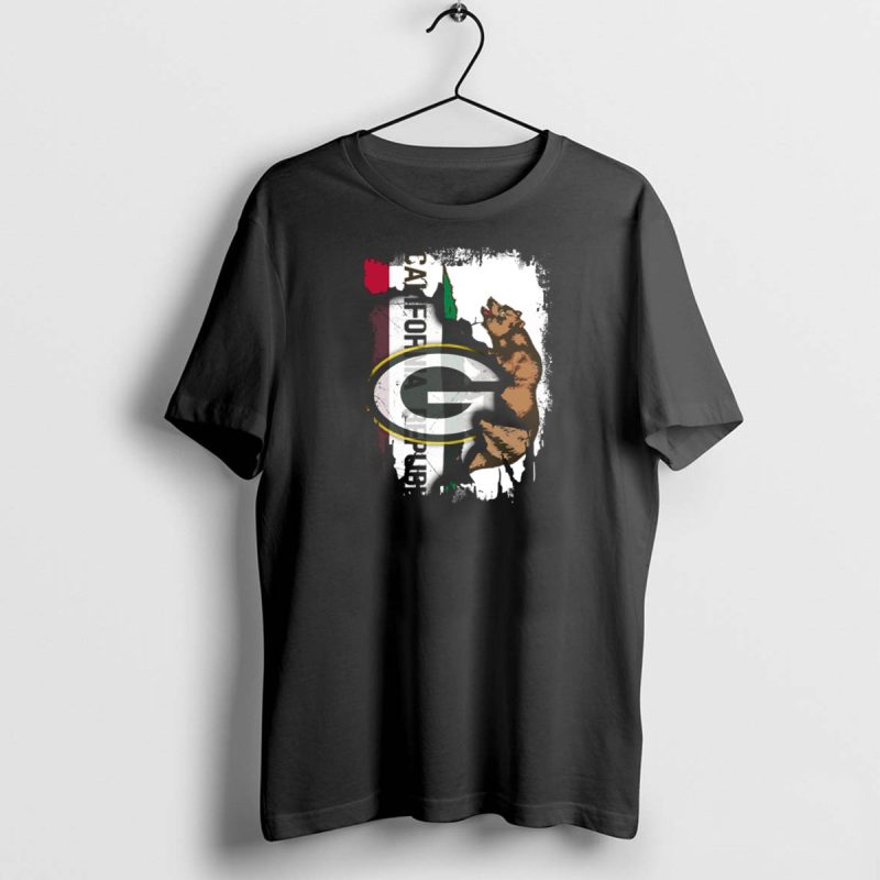 California Republic With Green Bay Packers Logo And Bear T Shirt 1 1 T Shirt 1 1 1