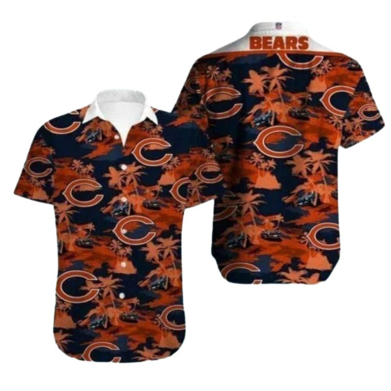 Camo And Palm Tree Chicago Bears Hawaiian Shirt For Gameday 1
