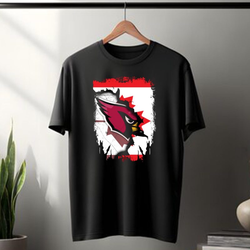 Canada Flag Background With Arizona Cardinals T Shirt 1 T Shirt 1