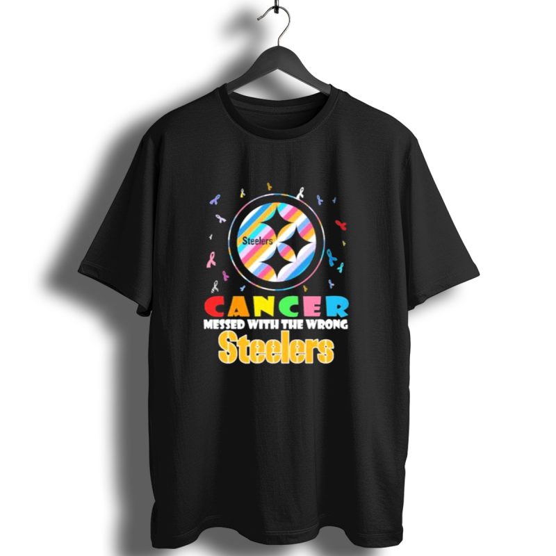 Cancer Messed With The Wrong Pittsburgh Steelers Colorful Ribbons T Shirt 1 T Shirt 1