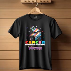 Cancer Messed With The Wrong Vikings Rainbow Ribbon T Shirt