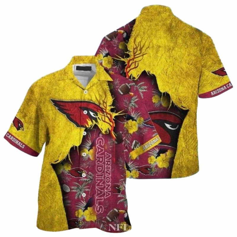 Canyon Gold Rush Nfl Cardinals Textured Print Hawaiian Shirt 1