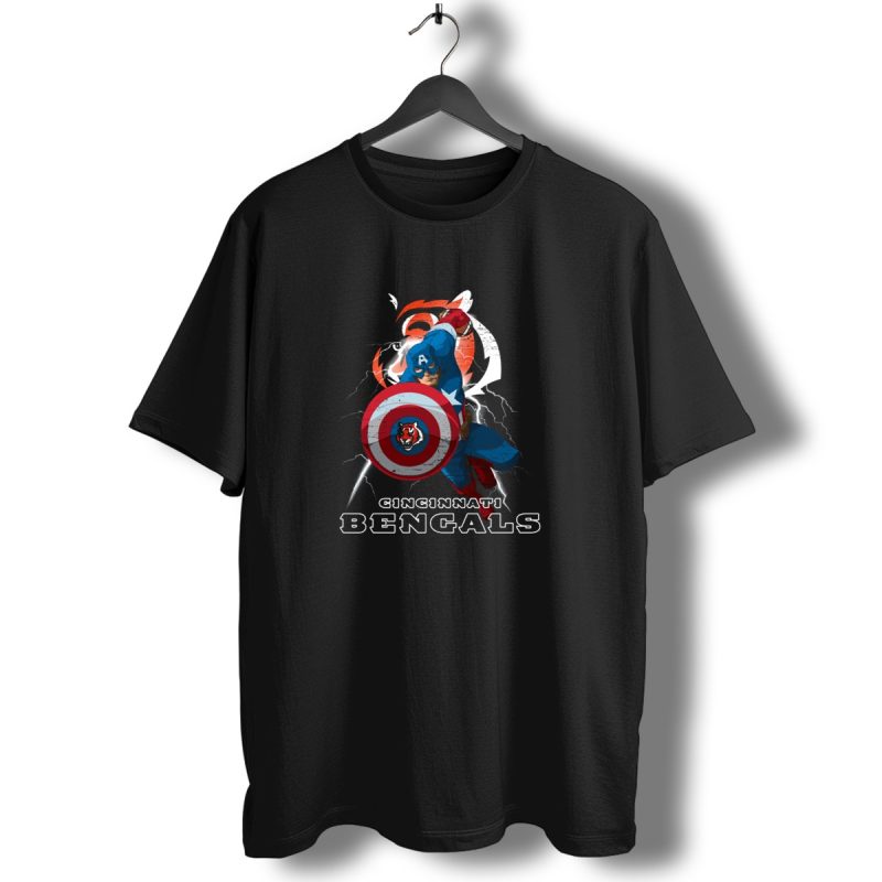 Captain America Cincinnati Bengals Nfl Lightning Shield T Shirt 1 T Shirt 1