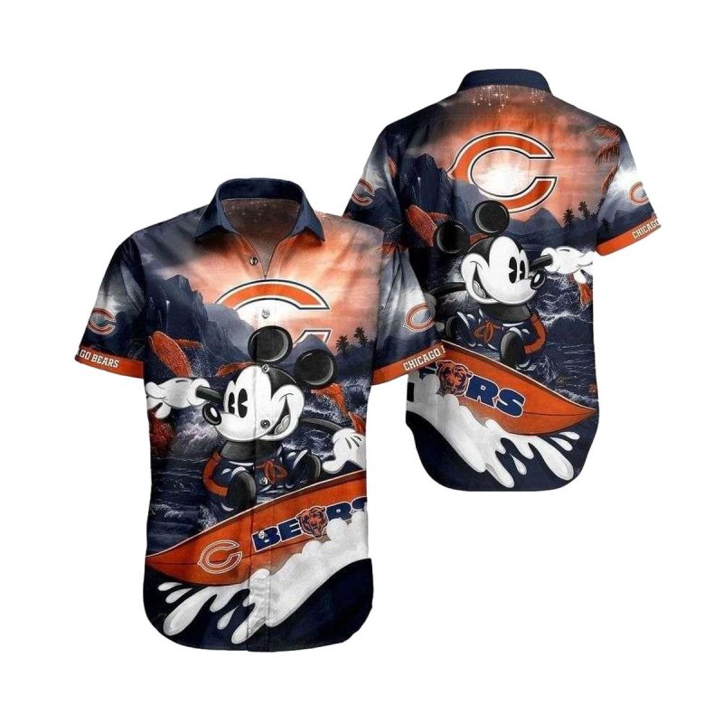 Catch A Wave With Mickey Chicago Bears Hawaiian Shirt 1