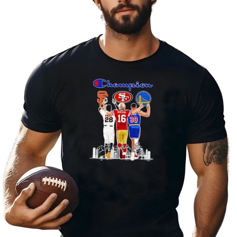 Champion San Francisco Posey Montana Curry Giants 49Ers Warriors T Shirt T Shirt 1