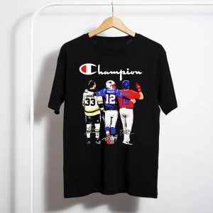 Champion Zdeno Chara Tom Brady Vs Dustin Pedroia Mvp Signatures T-Shirt