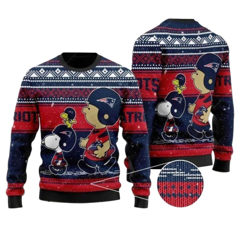 Charlie Brown Snoopy New England Patriots Ugly Sweater 1