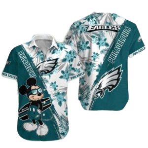 Philadelphia Eagles Mickey Cheerful Character Hawaiian Shirt
