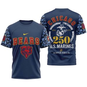 Chicago Bears 250th Anniversary Of The United States Marine Corps AOP T Shirt